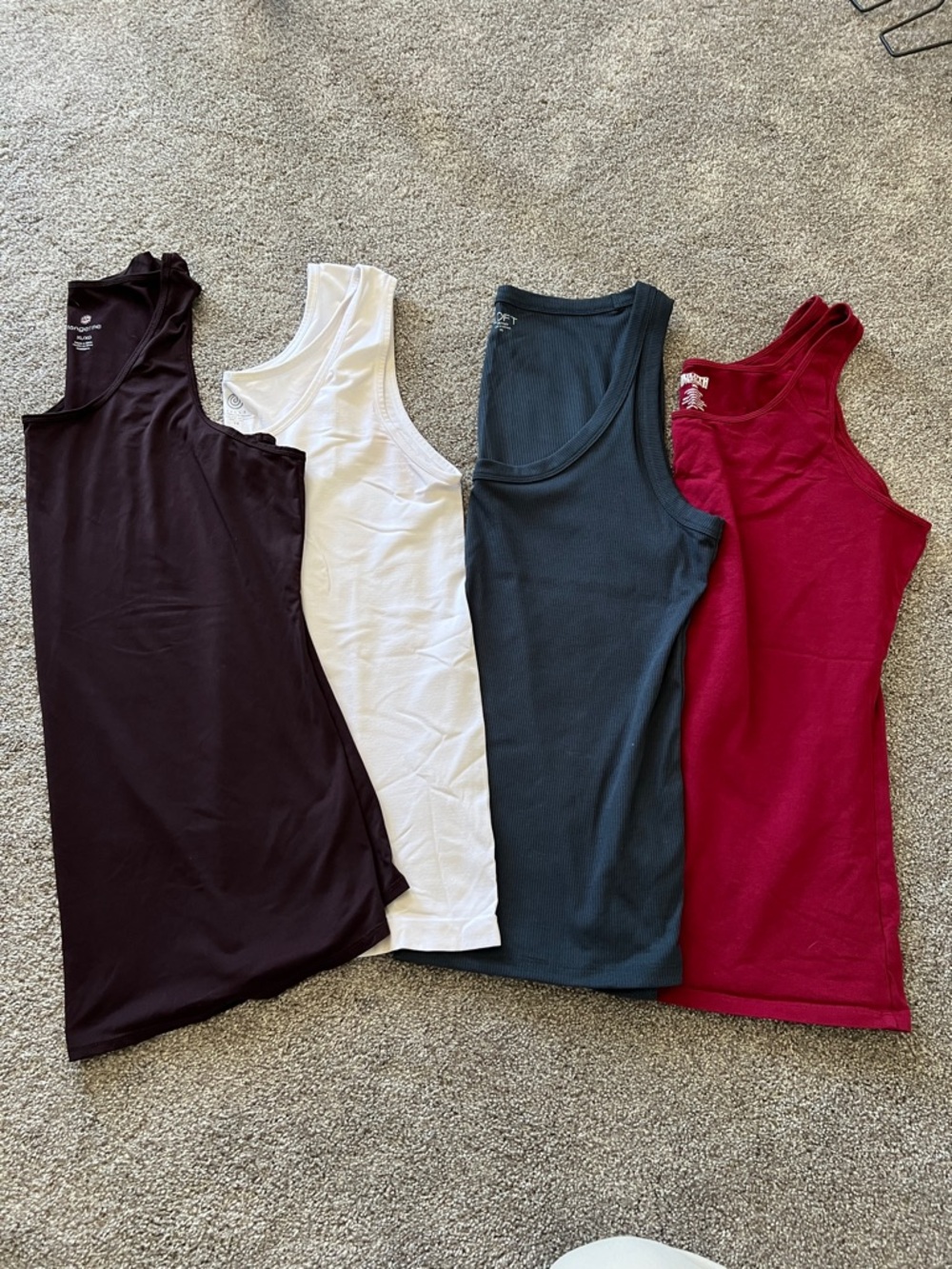 Set of 4 Tank Tops - Burgundy, White, Blue, Burgundy